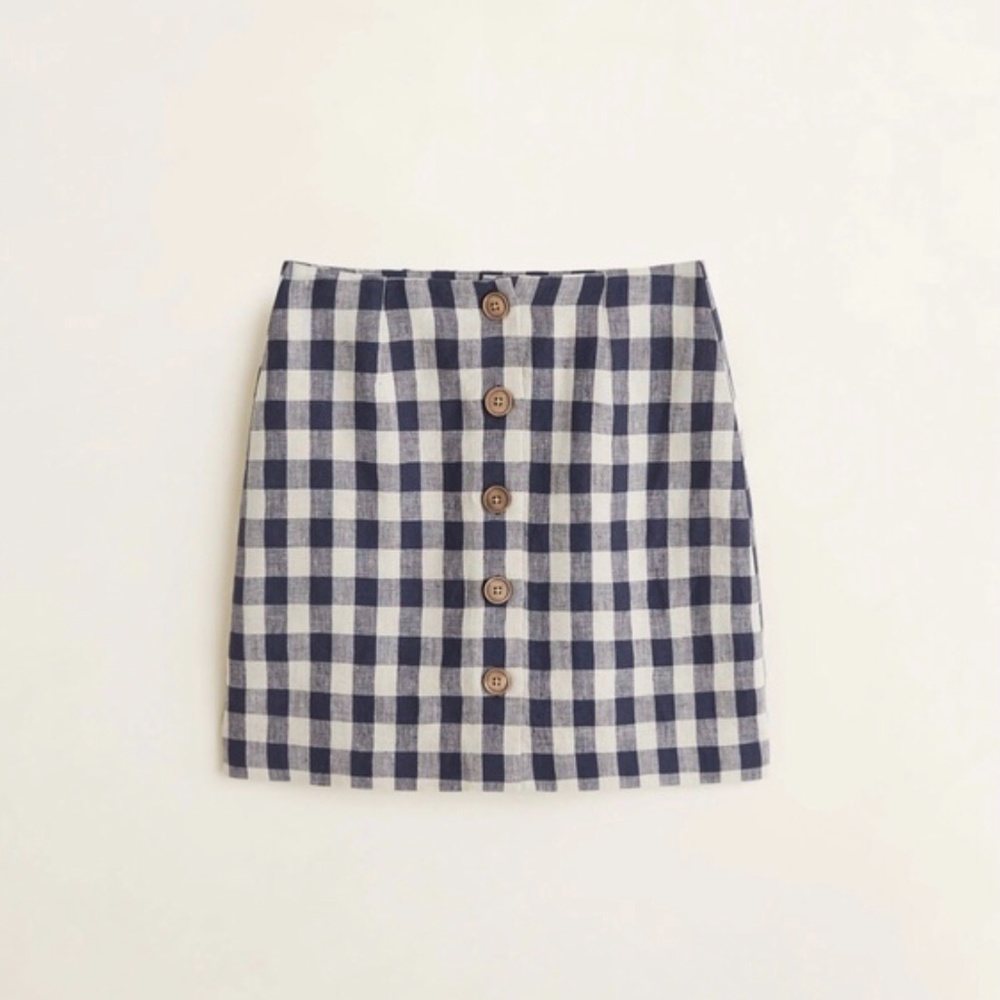 NEW MNG Linen Plaid Skirt